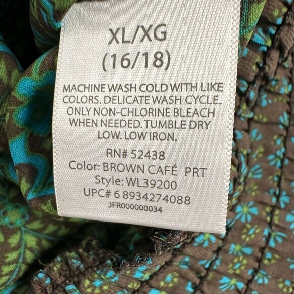 White Stag Women's Floral 100% Polyester Blouse Size XL Green - Picture 6 of 7